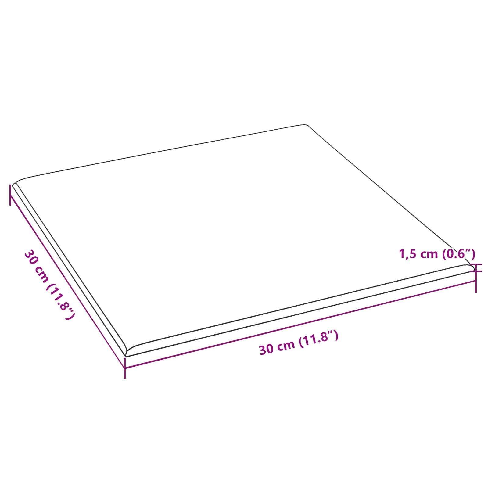 Zidna uzglavlja 12 pcs Crna 30 x 30 cm tkanina