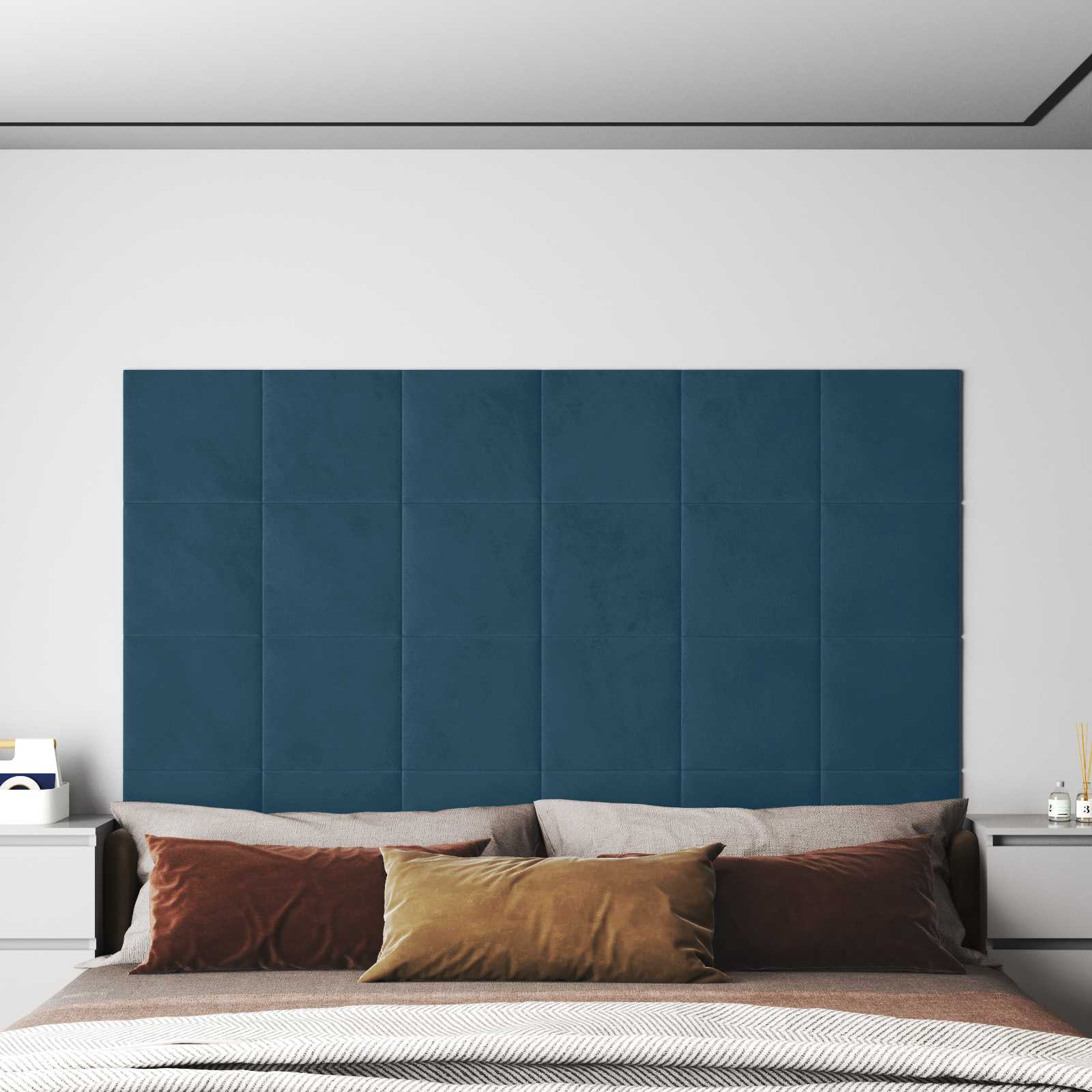 Zidna uzglavlja 12 pcs Plava Baršun