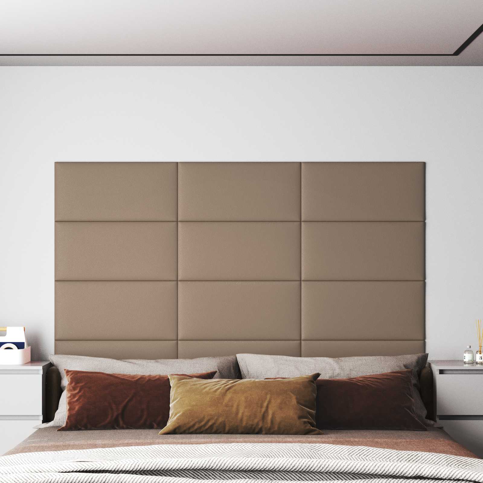 Zidna uzglavlja 12 pcs Boja cappuccina 60 x 30 cm tkanina