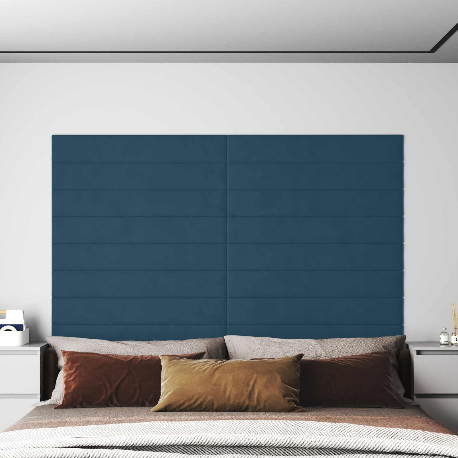Zidna uzglavlja 12 pcs Plava Baršun