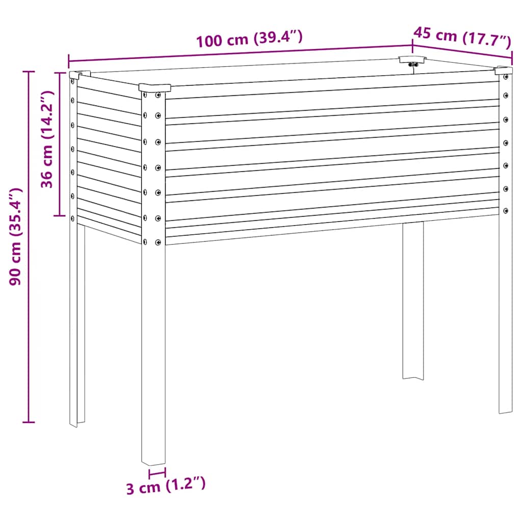 Vrtna žardinjera antracit 100x45x90 cm čelik