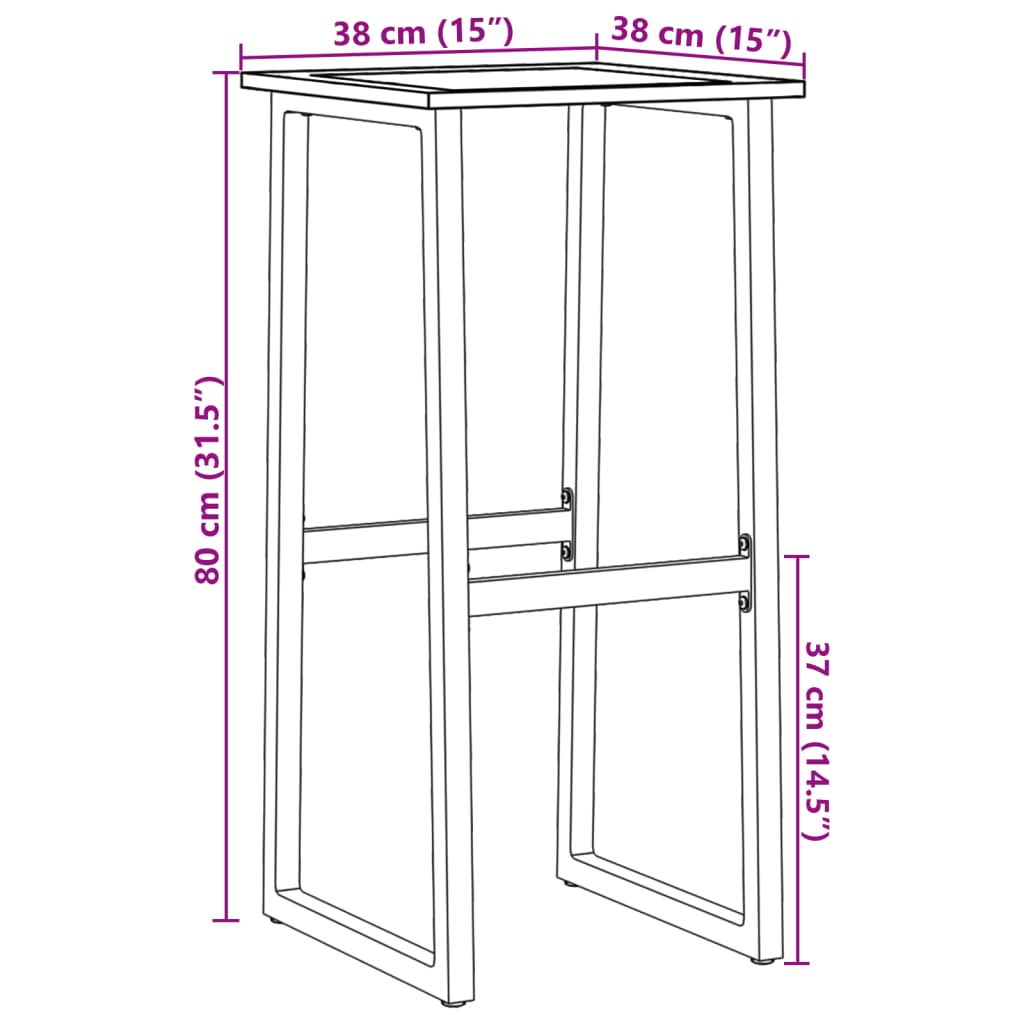 Barski stolci 4 kom crni 38x38x80 cm od čelika obloženog prahom