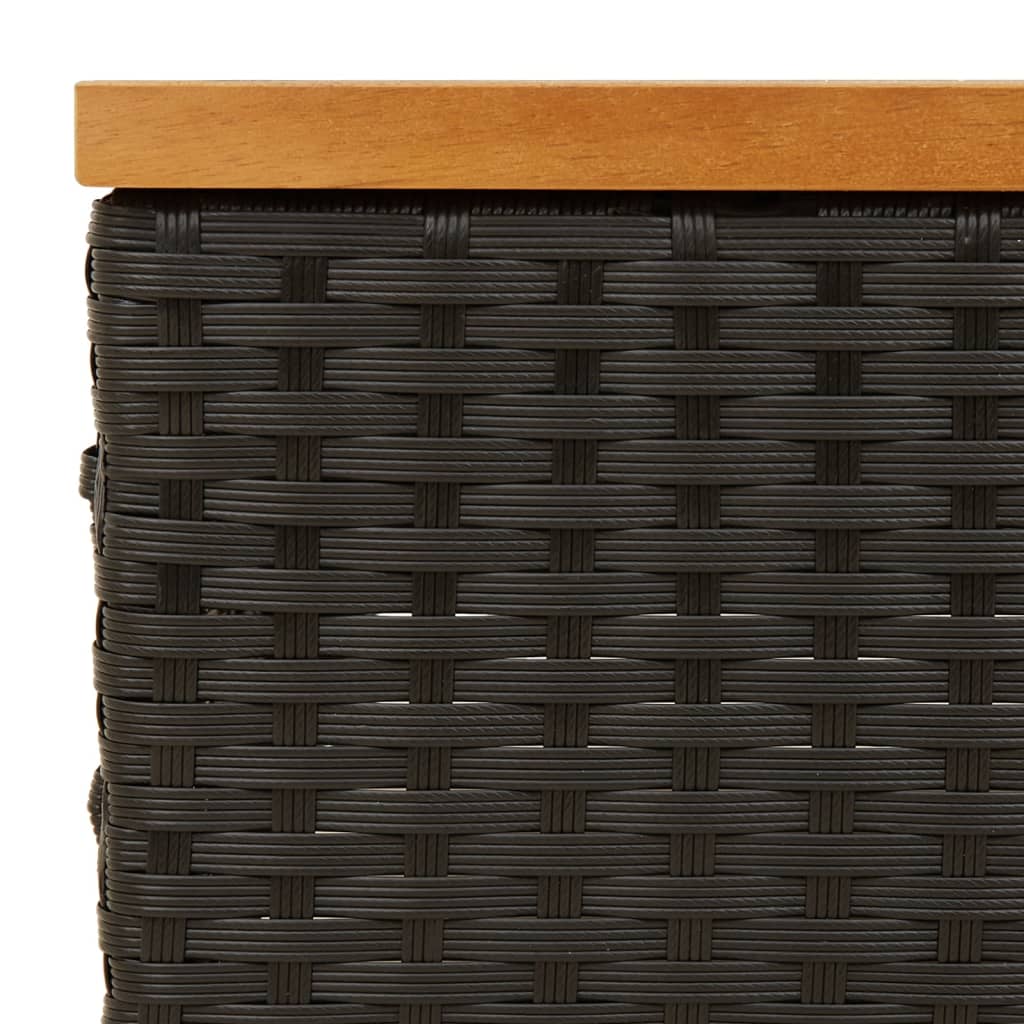 Vrtni stol crni 70 x 70 x 25 cm od ratana i bagremovog drva
