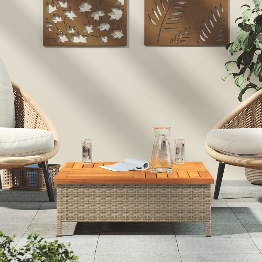 Vrtni stol bež 70 x 70 x 25 cm od ratana i bagremovog drva
