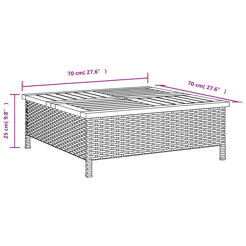 Vrtni stol bež 70 x 70 x 25 cm od ratana i bagremovog drva