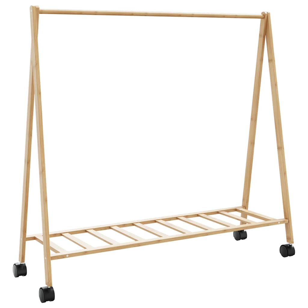 Stalak za odjeću s policama i kotačima 106x34x106,5 cm bambusa
