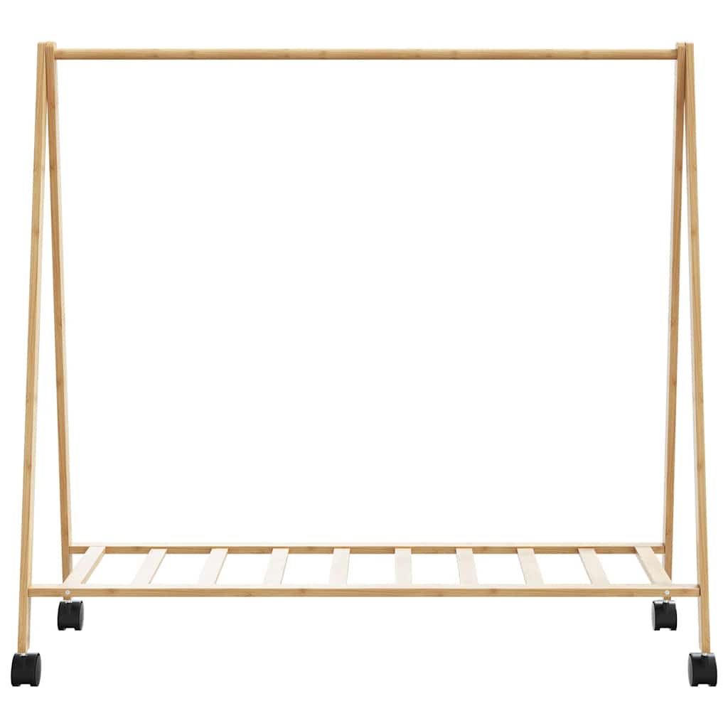 Stalak za odjeću s policama i kotačima 106x34x106,5 cm bambusa