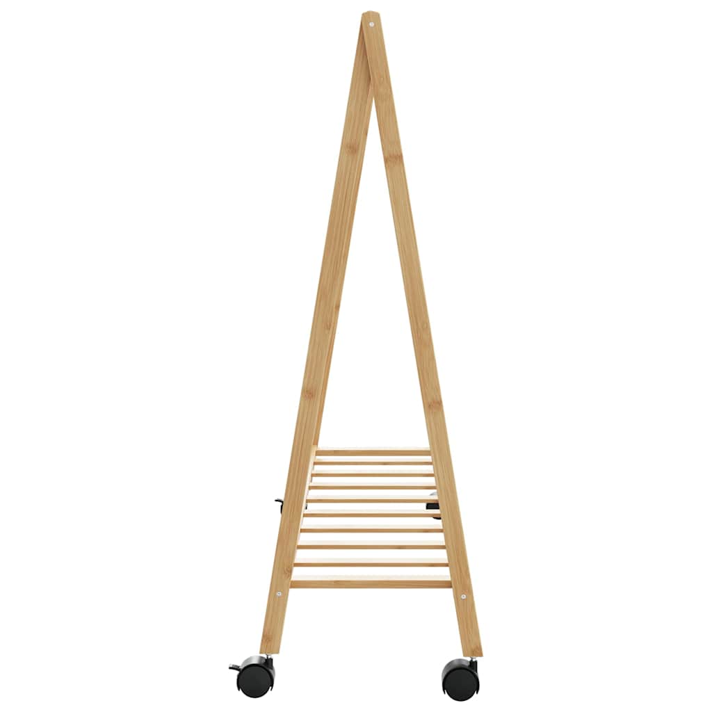 Stalak za odjeću s policama i kotačima 106x34x106,5 cm bambusa