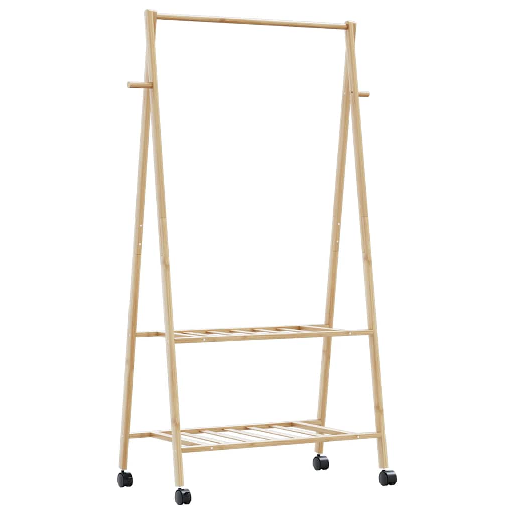 Stalak za odjeću s policama i kotačima 96x45,5x155,5 cm bambusa