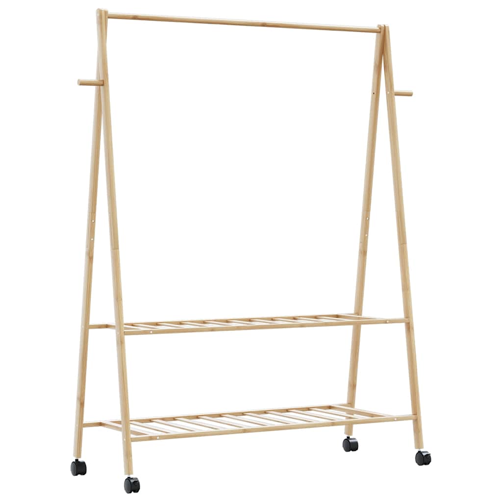 Stalak za odjeću s policama i kotačima 132x45,5x155,5cm bambusa