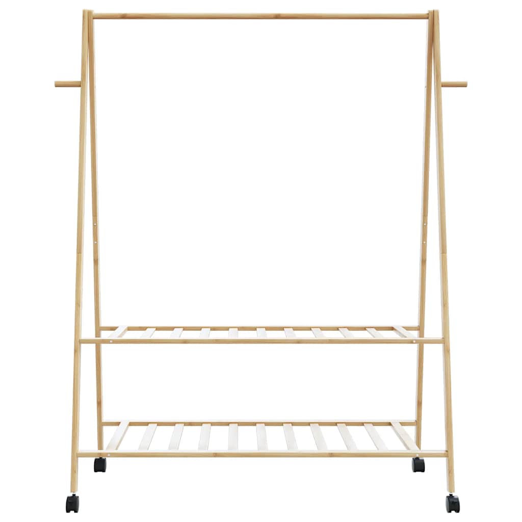 Stalak za odjeću s policama i kotačima 132x45,5x155,5cm bambusa
