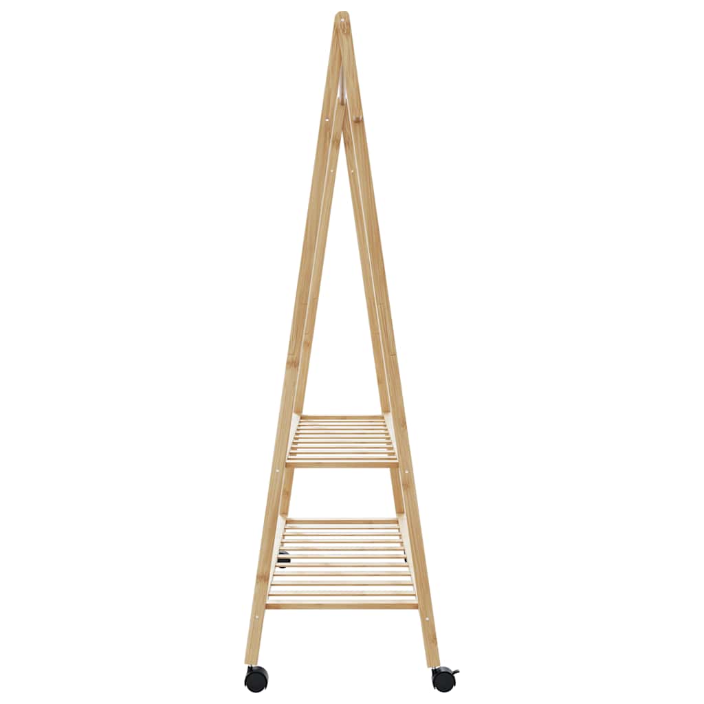 Stalak za odjeću s policama i kotačima 132x45,5x155,5cm bambusa
