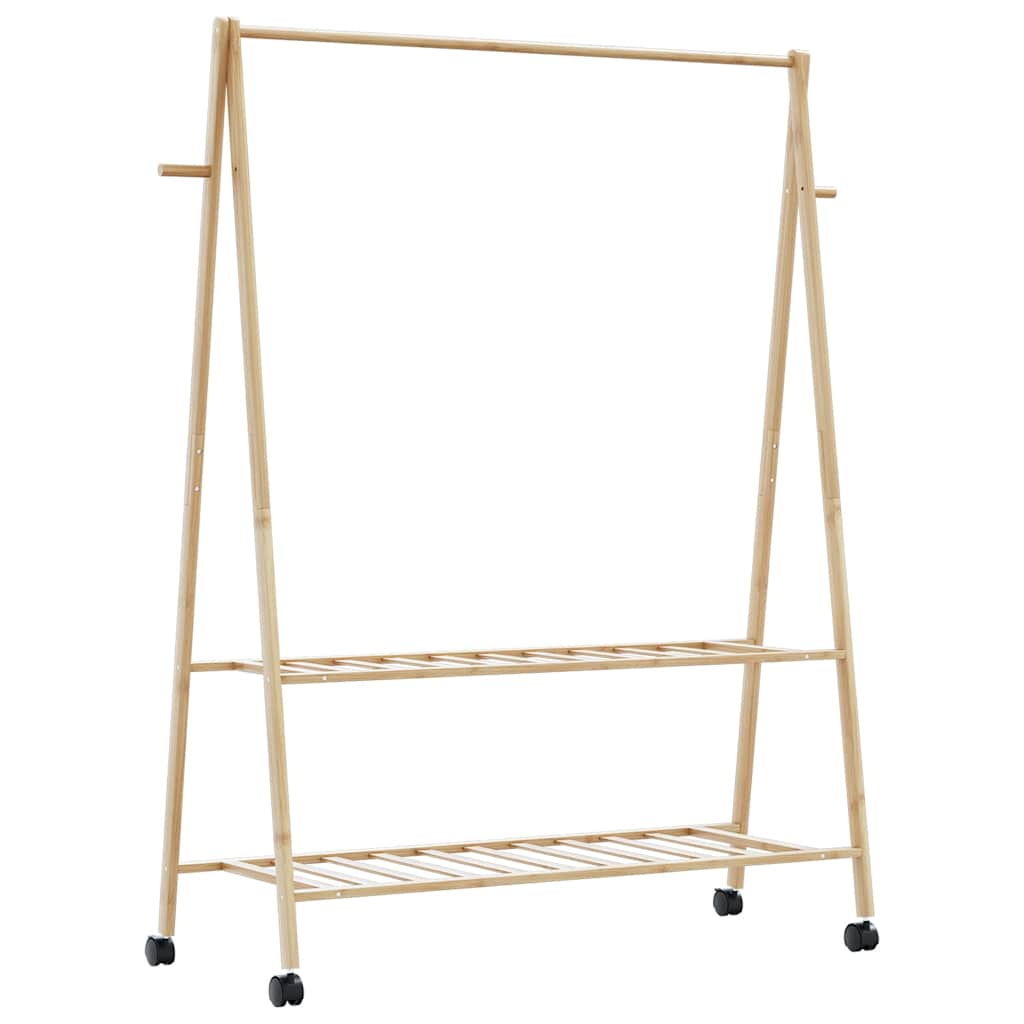 Stalak za odjeću s policama i kotačima 132x45,5x155,5cm bambusa