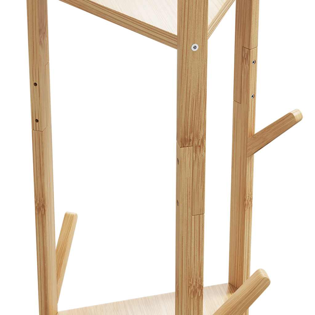 Vješalica za kapute s kukama i policama 39x33x166 cm bambus
