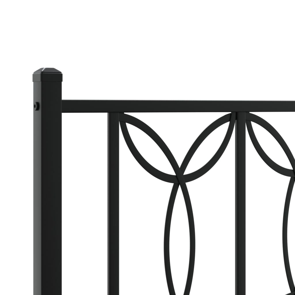 Metalni okvir za krevet s uzglavljem crni 80x200 cm
