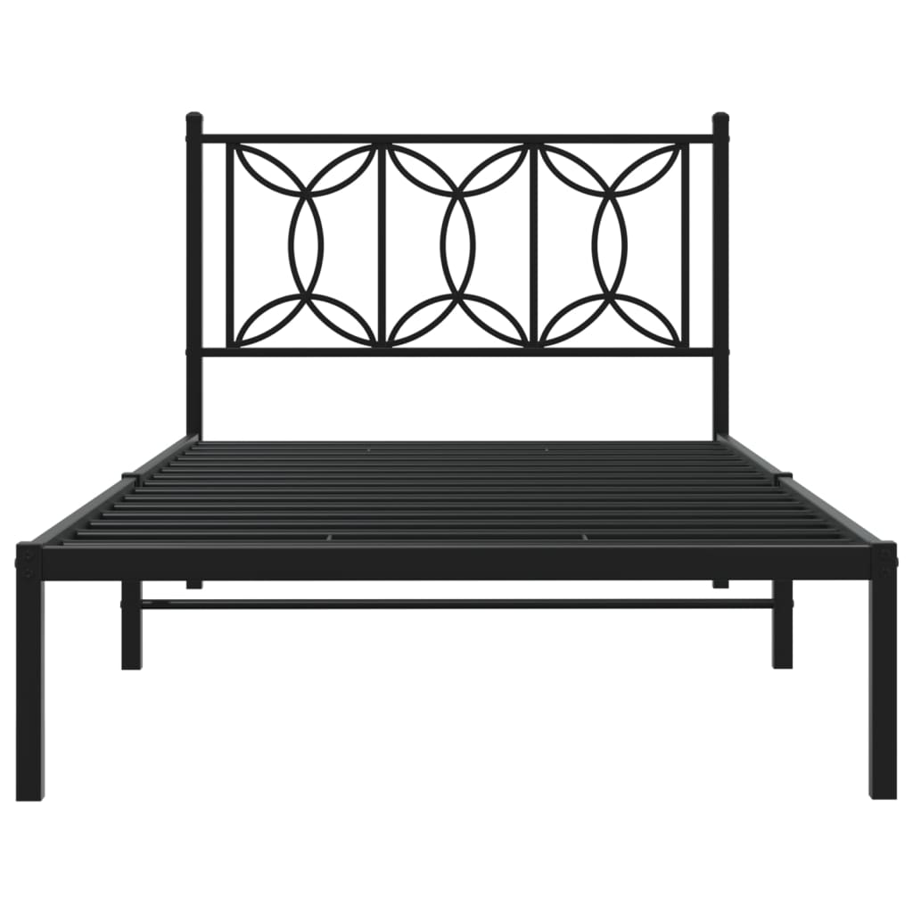 Metalni okvir za krevet s uzglavljem crni 100x200 cm
