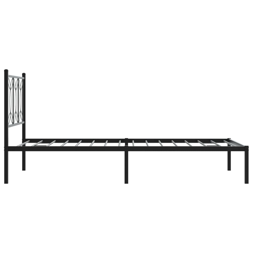 Metalni okvir za krevet s uzglavljem crni 100x200 cm