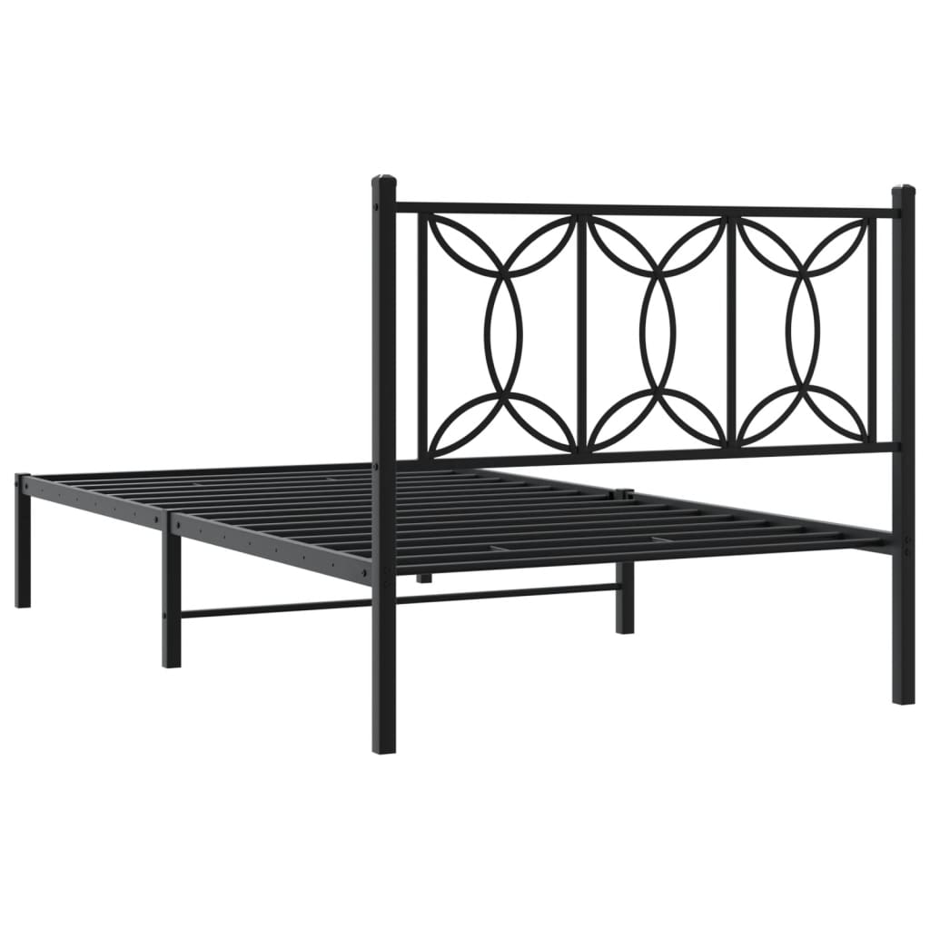 Metalni okvir za krevet s uzglavljem crni 100x200 cm