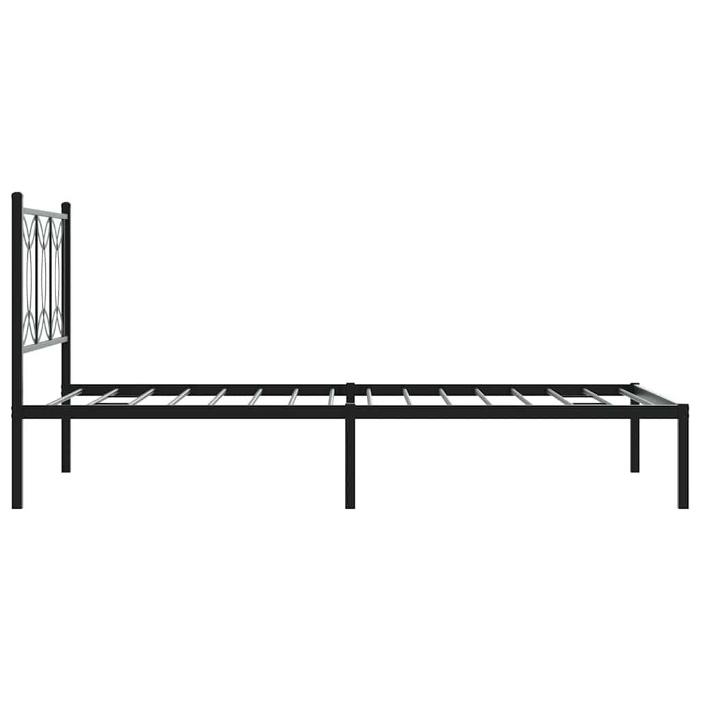 Metalni okvir za krevet s uzglavljem crni 107x203 cm