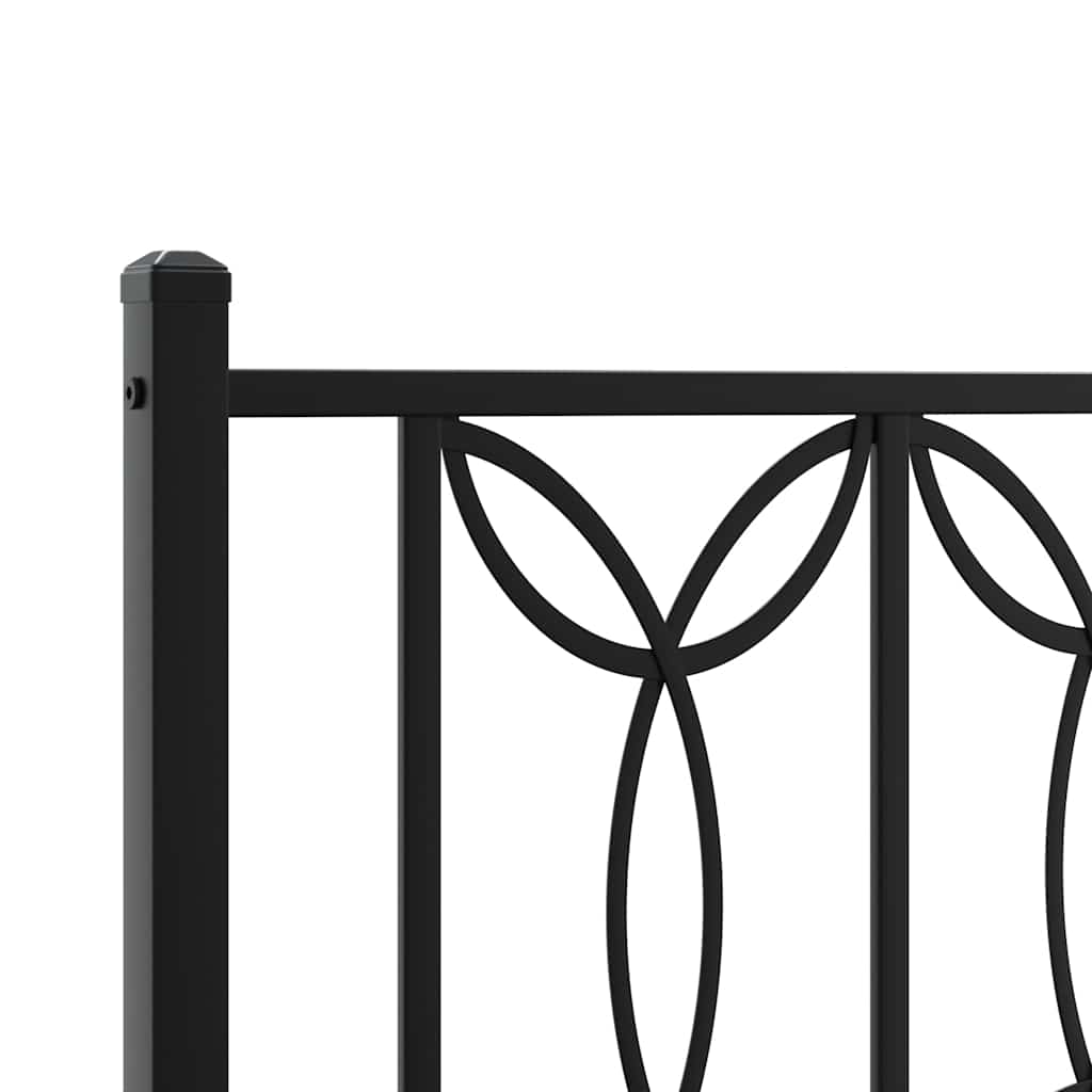Metalni okvir za krevet s uzglavljem crni 107x203 cm