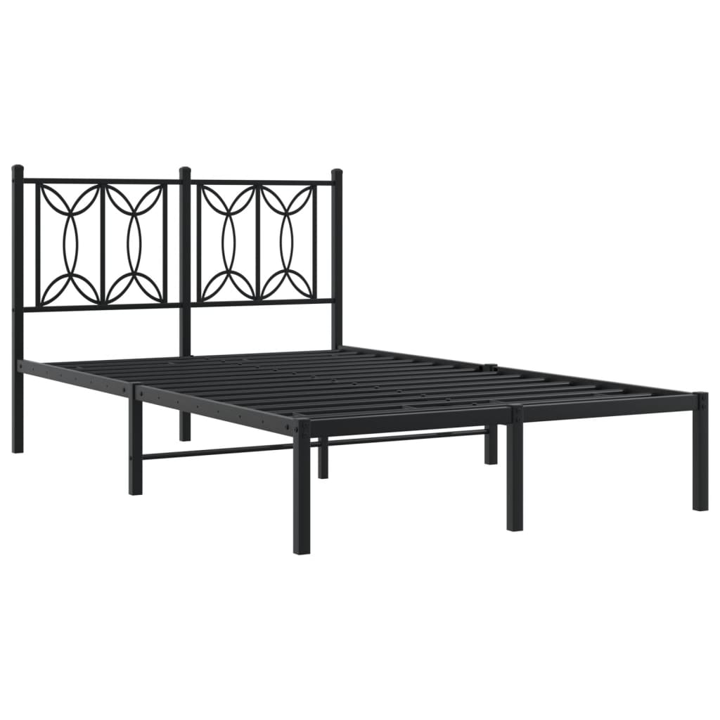 Metalni okvir za krevet s uzglavljem crni 120x190 cm