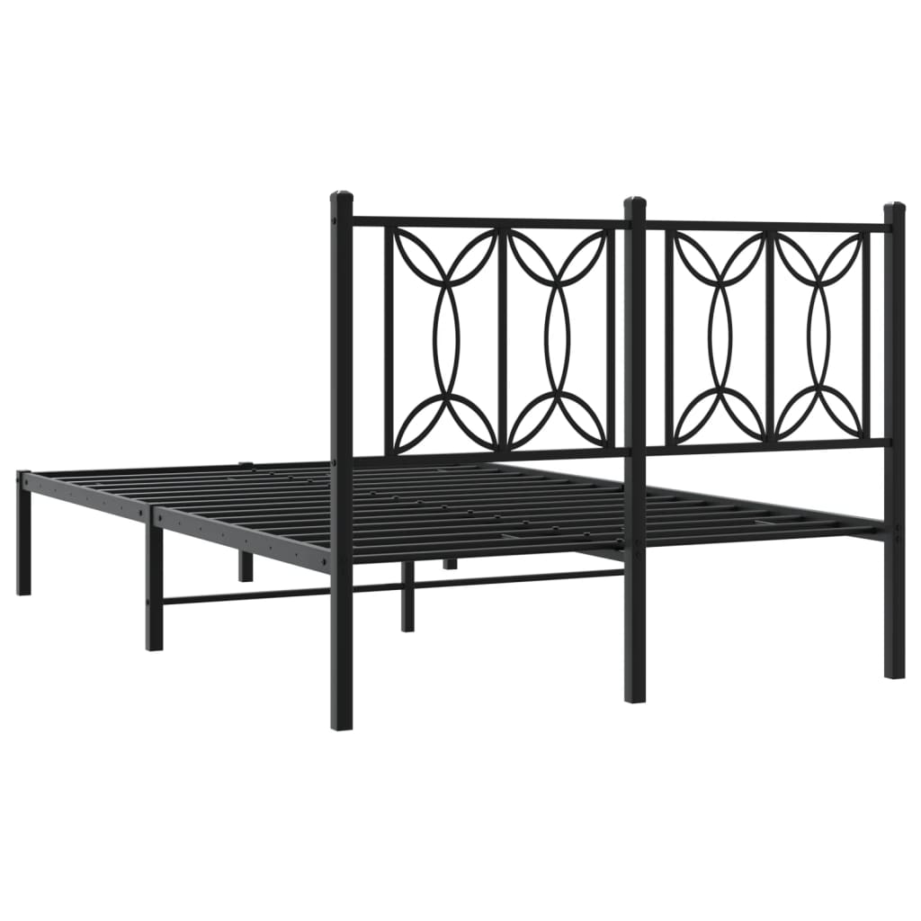 Metalni okvir za krevet s uzglavljem crni 120x190 cm
