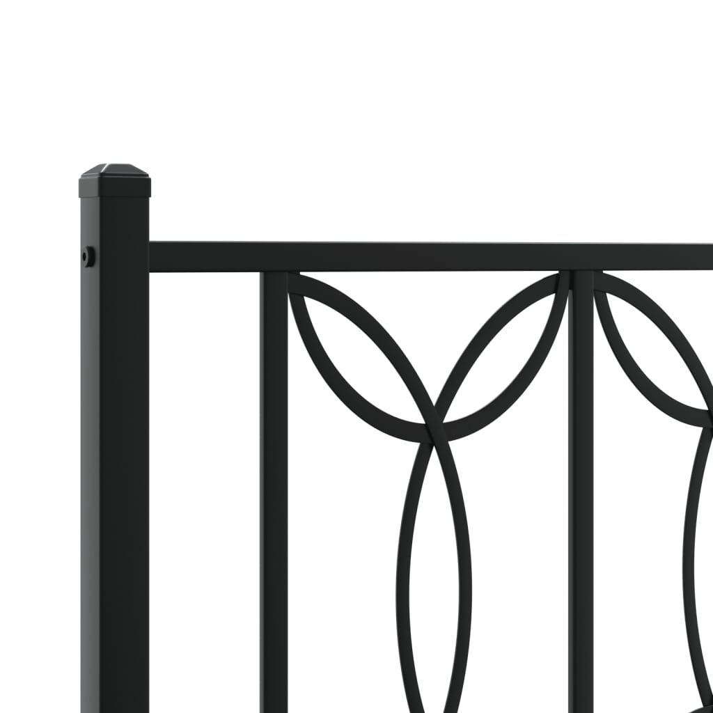 Metalni okvir za krevet s uzglavljem crni 120x190 cm