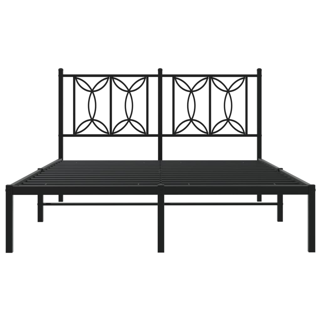 Metalni okvir za krevet s uzglavljem crni 135x190 cm