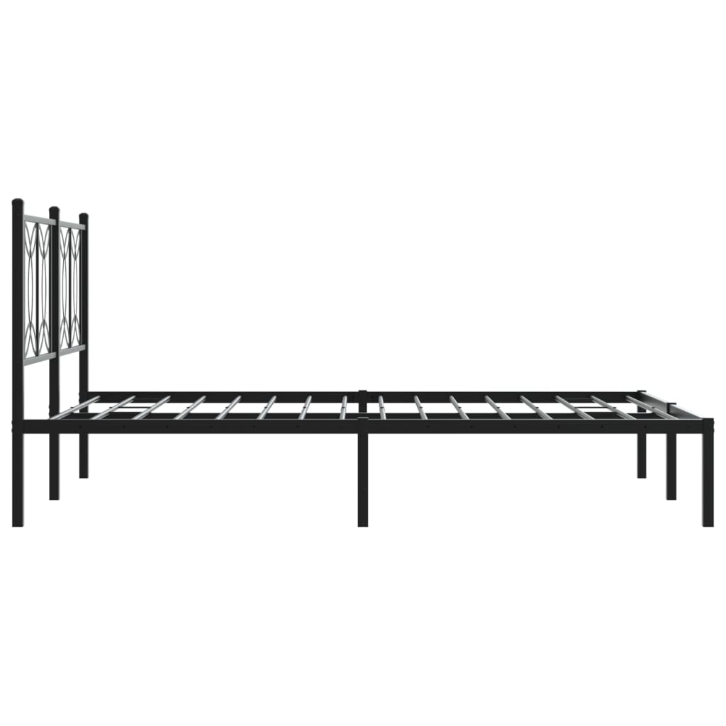 Metalni okvir za krevet s uzglavljem crni 135x190 cm