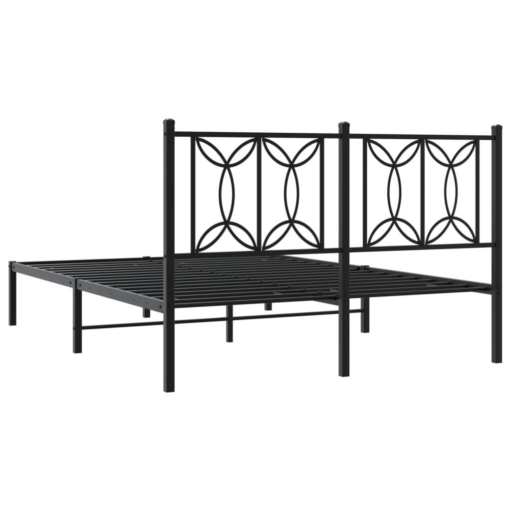 Metalni okvir za krevet s uzglavljem crni 140x190 cm
