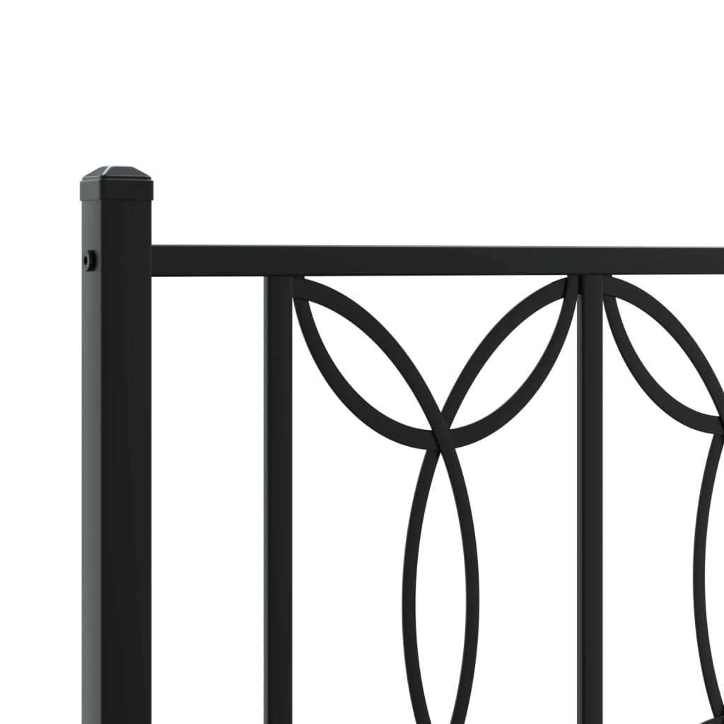 Metalni okvir za krevet s uzglavljem crni 140x190 cm