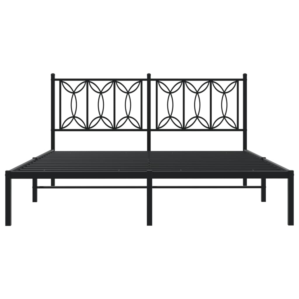 Metalni okvir za krevet s uzglavljem crni 150x200 cm