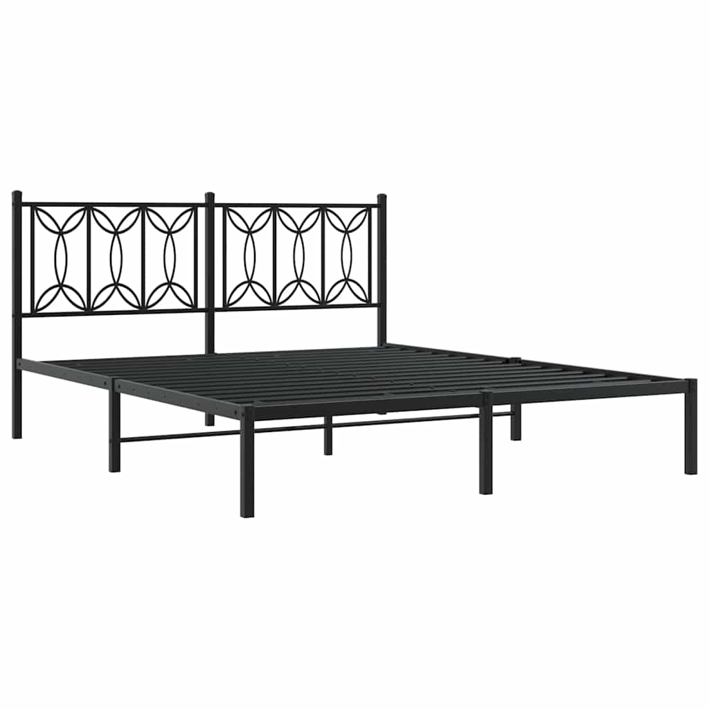 Metalni okvir za krevet s uzglavljem crni 160x200 cm