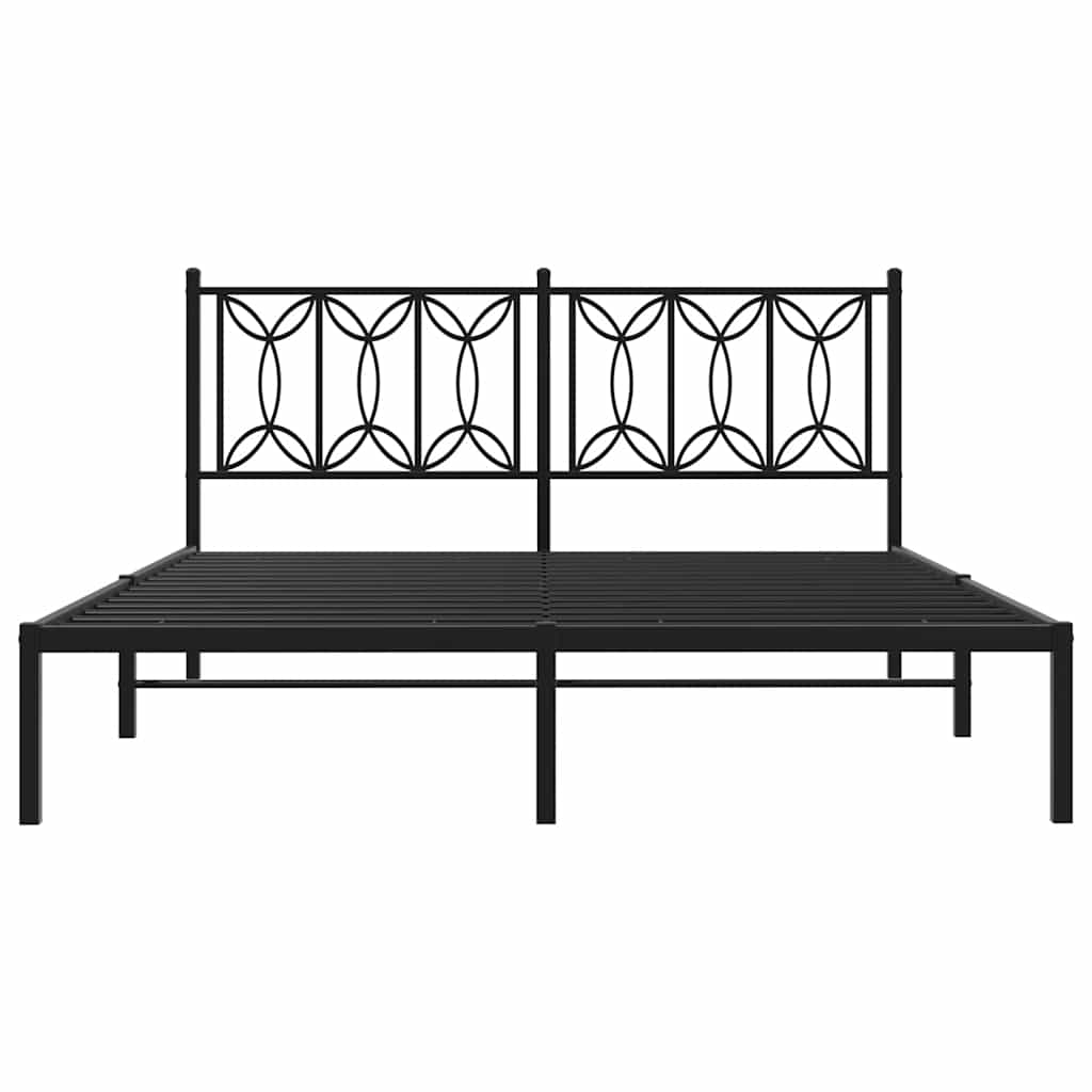 Metalni okvir za krevet s uzglavljem crni 160x200 cm