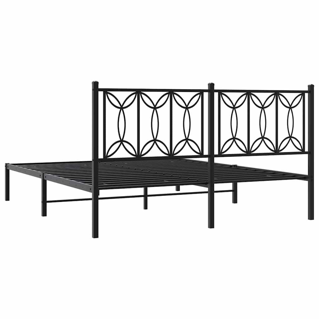 Metalni okvir za krevet s uzglavljem crni 160x200 cm
