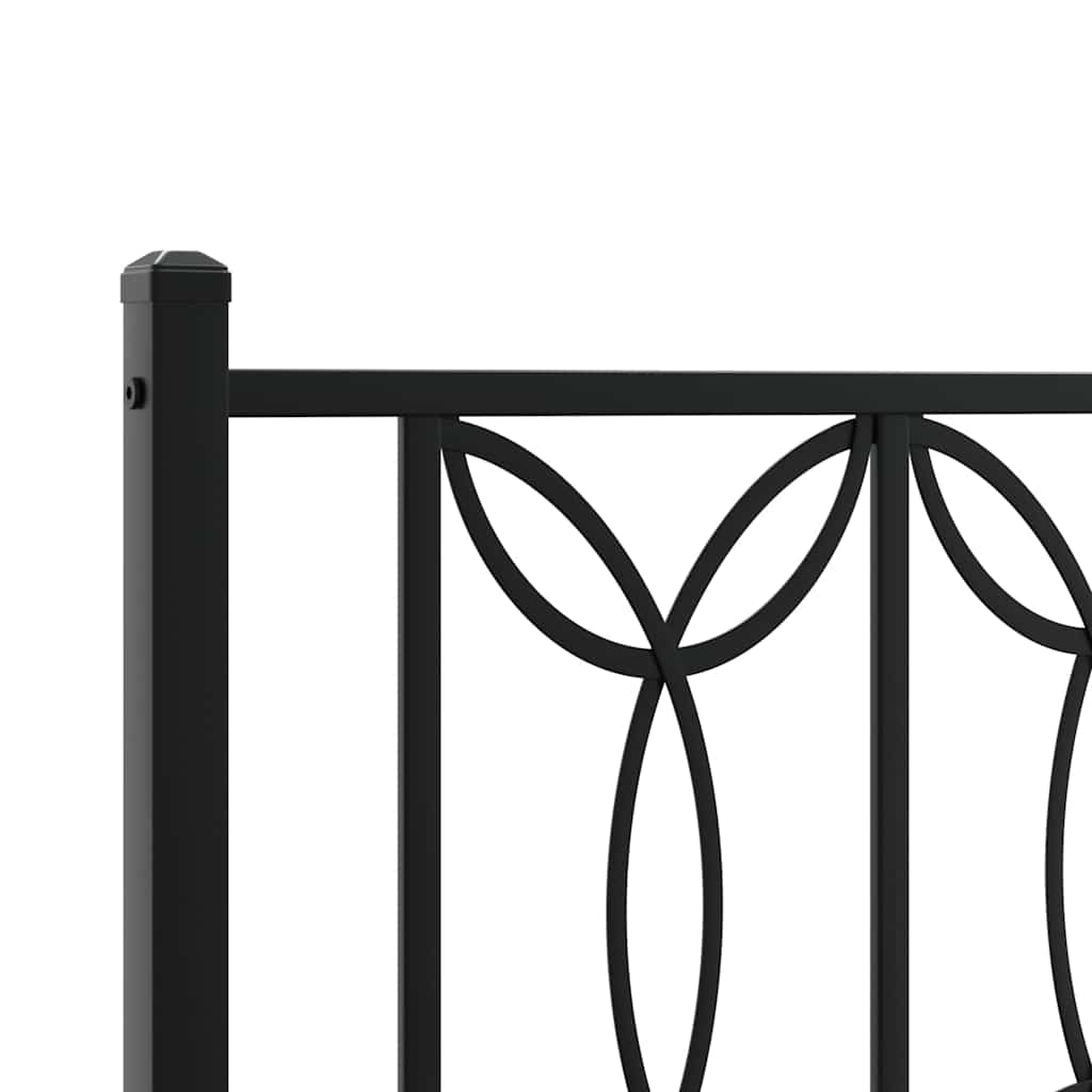 Metalni okvir za krevet s uzglavljem crni 160x200 cm