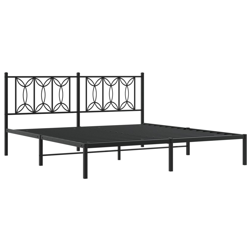 Metalni okvir za krevet s uzglavljem crni 180x200 cm