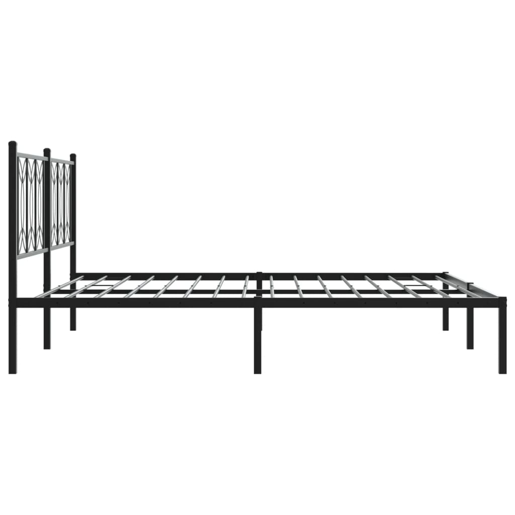 Metalni okvir za krevet s uzglavljem crni 180x200 cm