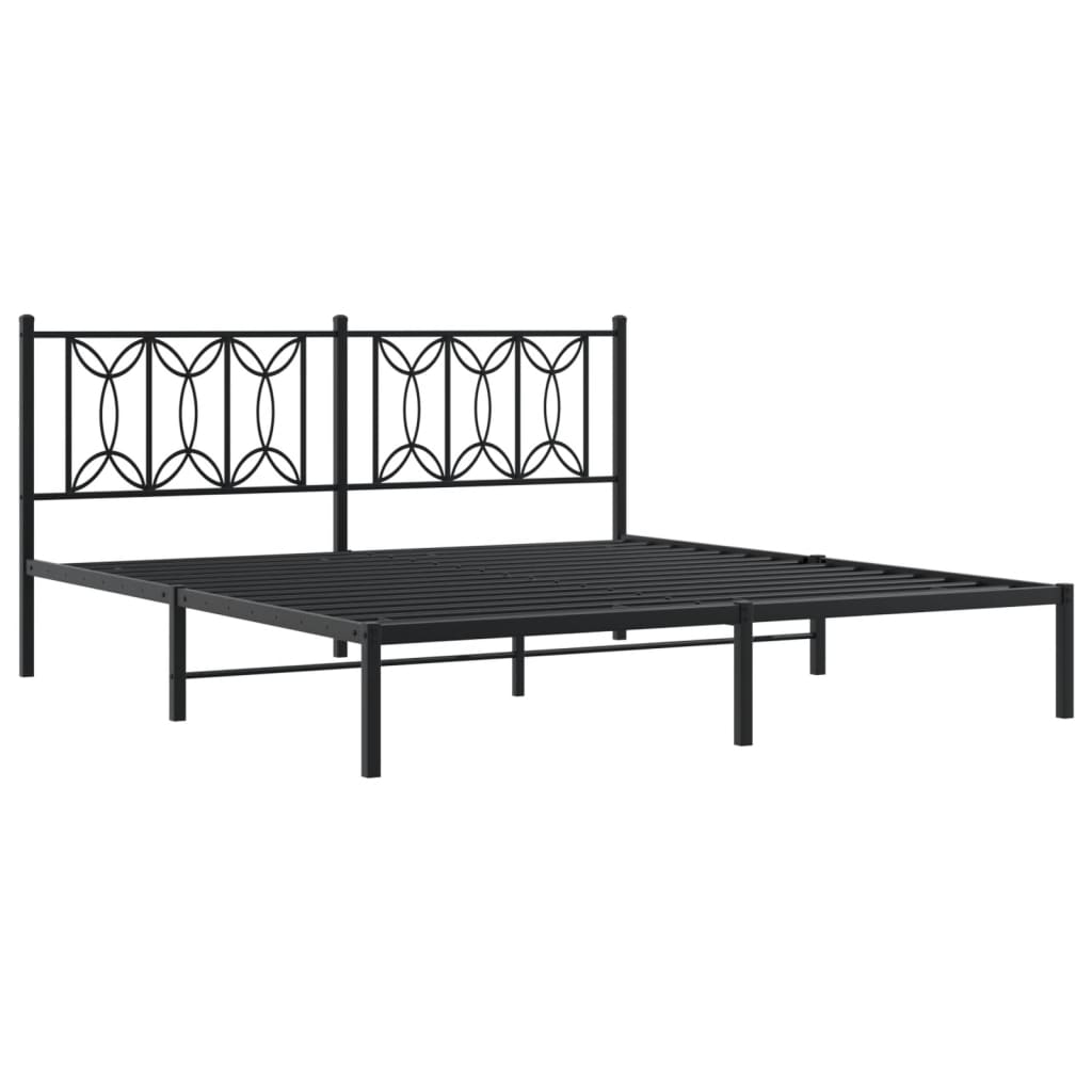 Metalni okvir za krevet s uzglavljem crni 183x213 cm