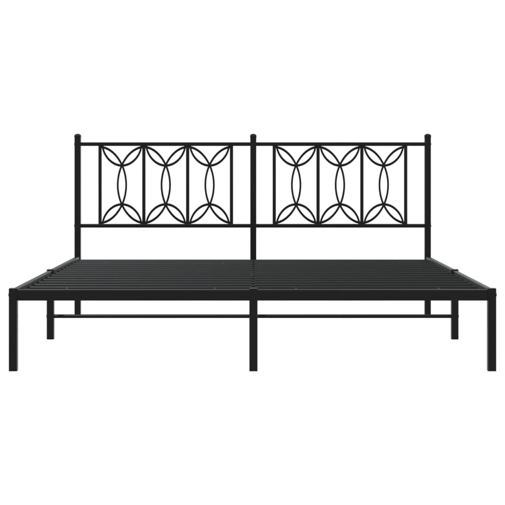 Metalni okvir za krevet s uzglavljem crni 183x213 cm