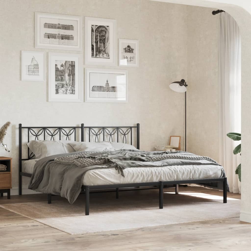 Metalni okvir za krevet s uzglavljem crni 183x213 cm