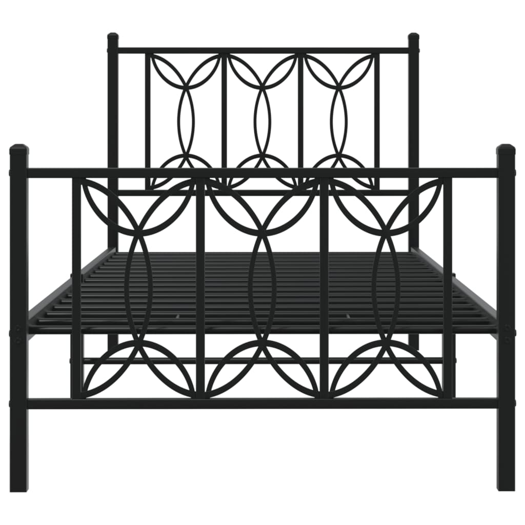 Metalni okvir kreveta uzglavlje i podnožje crni 75x190 cm