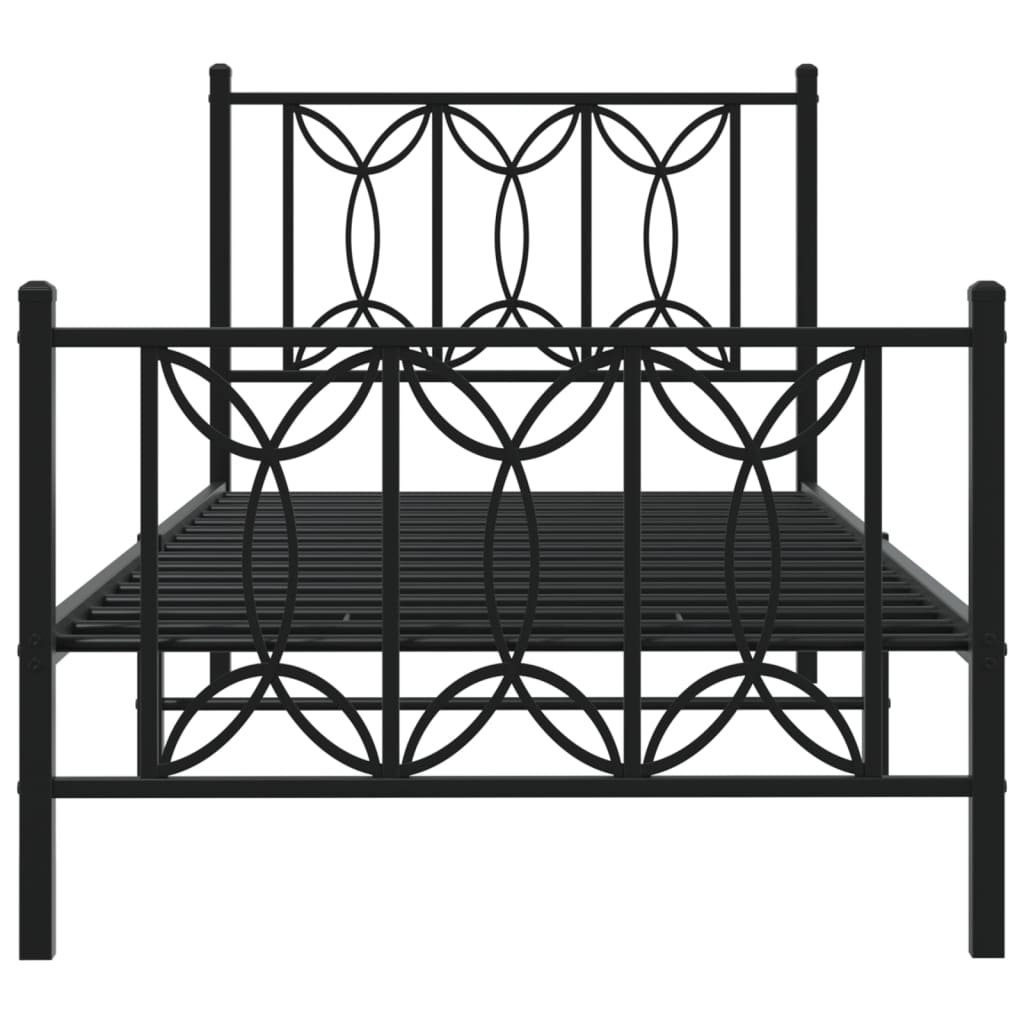 Metalni okvir kreveta uzglavlje i podnožje crni 80x200 cm
