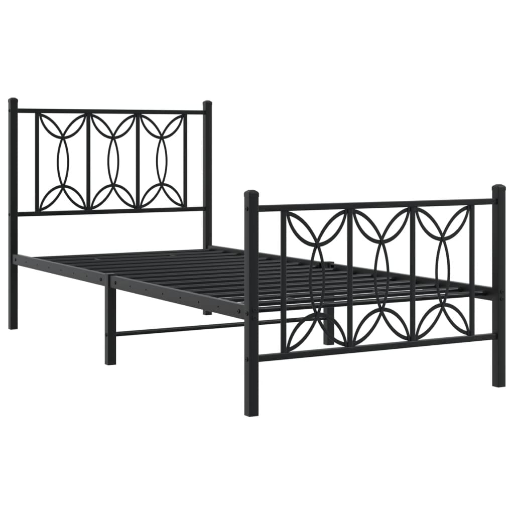 Metalni okvir kreveta uzglavlje i podnožje crni 90 x 200 cm