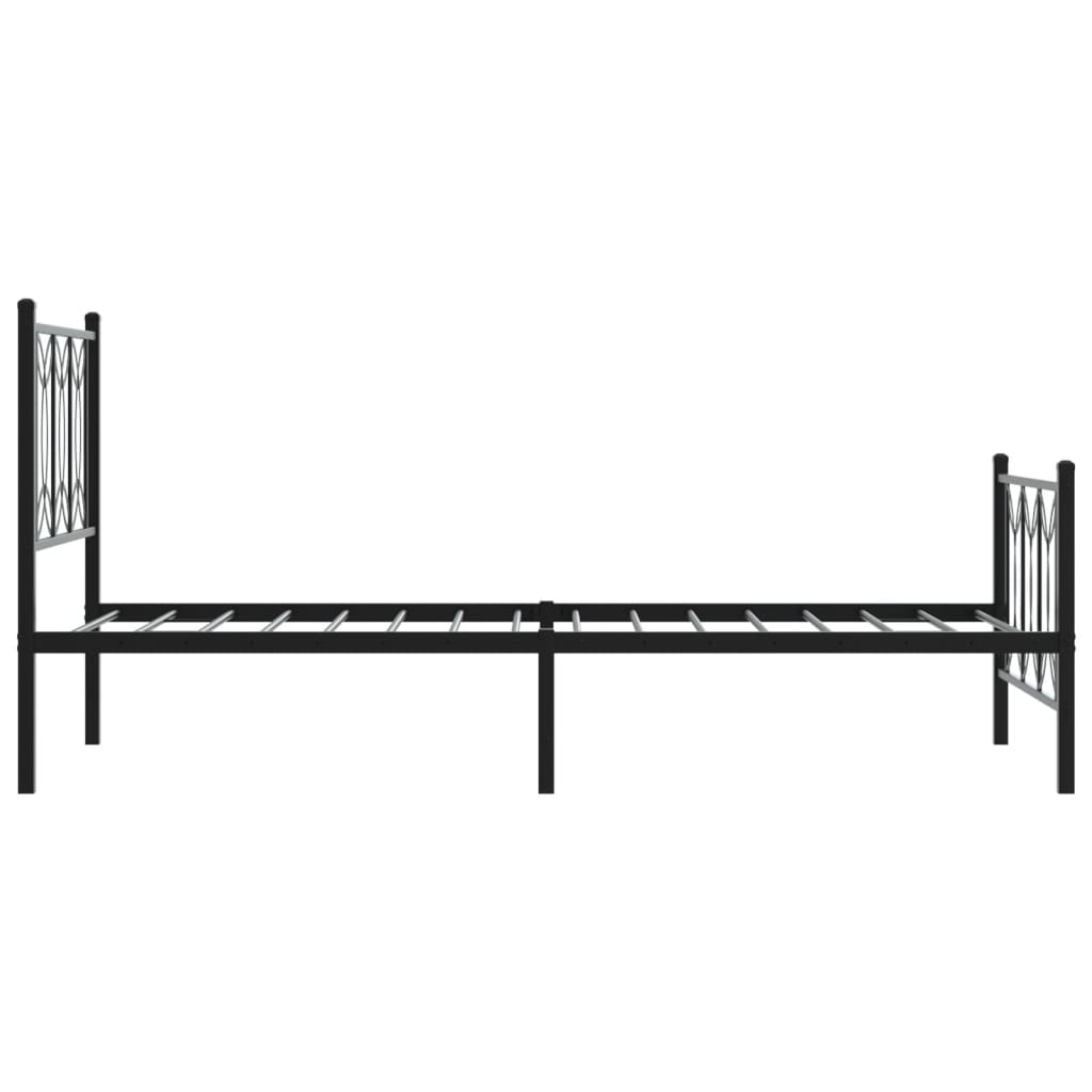 Metalni okvir kreveta uzglavlje i podnožje crni 90 x 200 cm