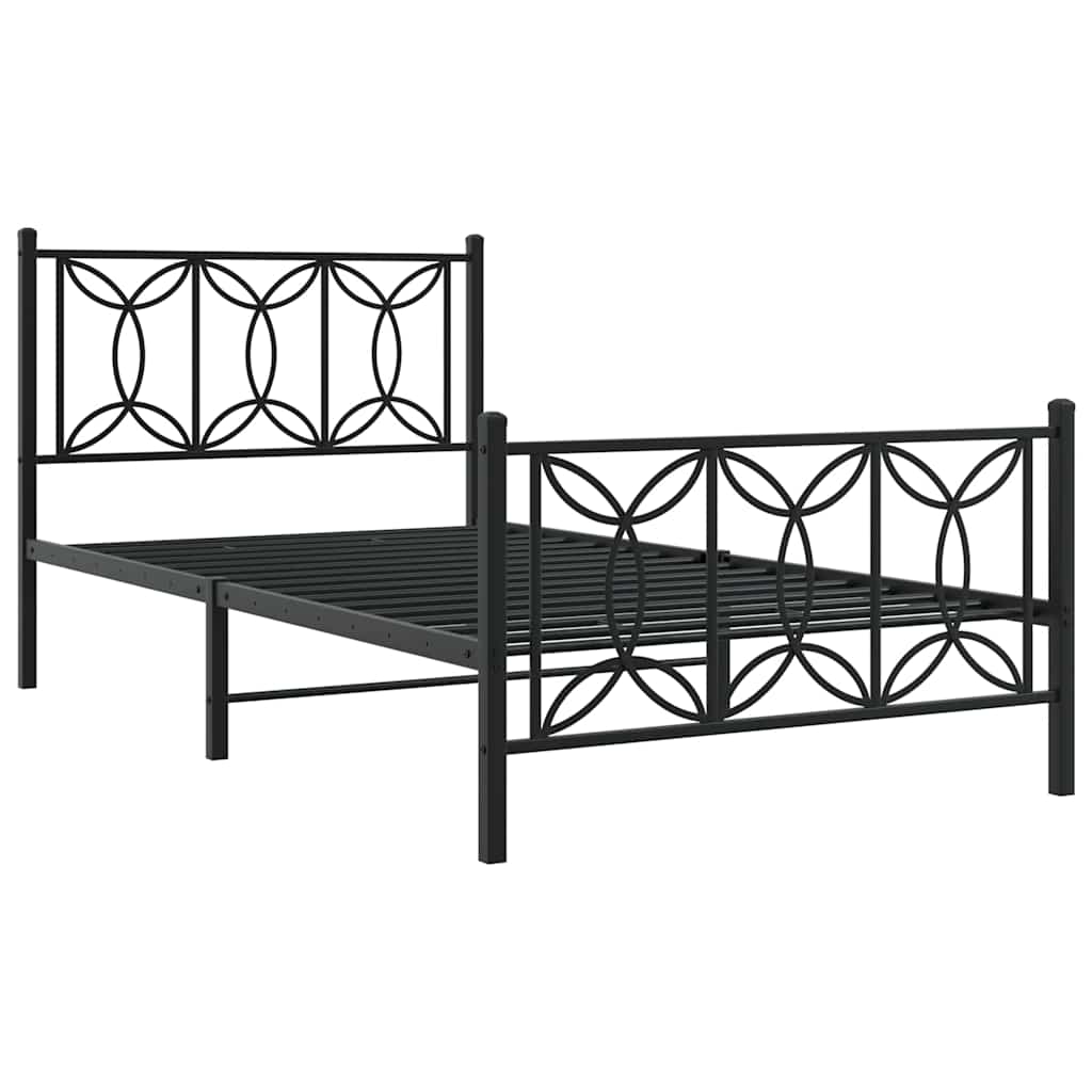 Metalni okvir kreveta uzglavlje i podnožje crni 100x200 cm