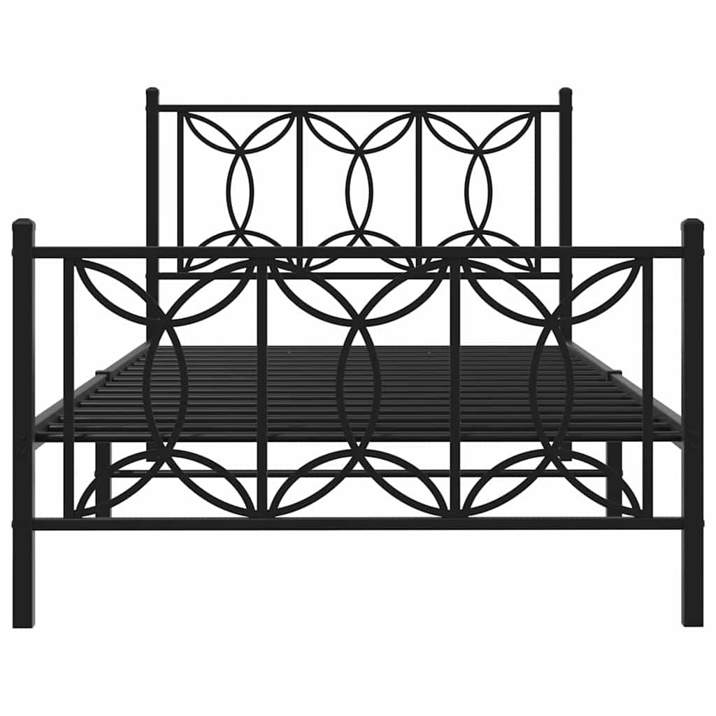 Metalni okvir kreveta uzglavlje i podnožje crni 100x200 cm