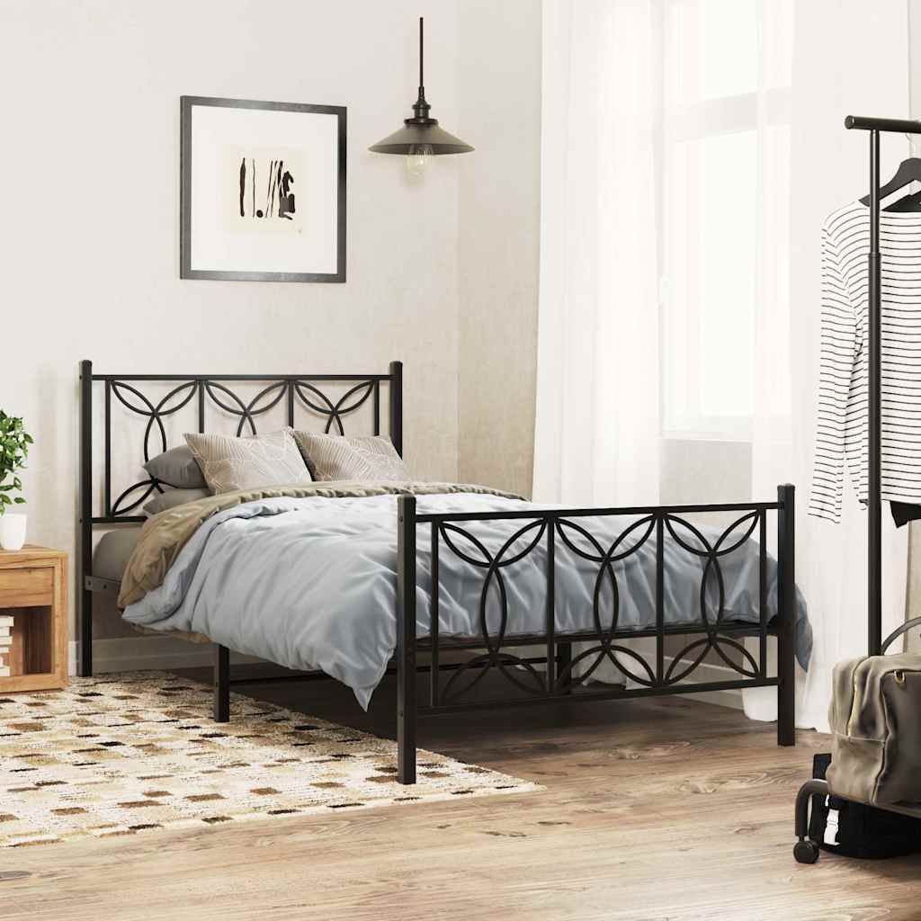 Metalni okvir kreveta uzglavlje i podnožje crni 100x200 cm