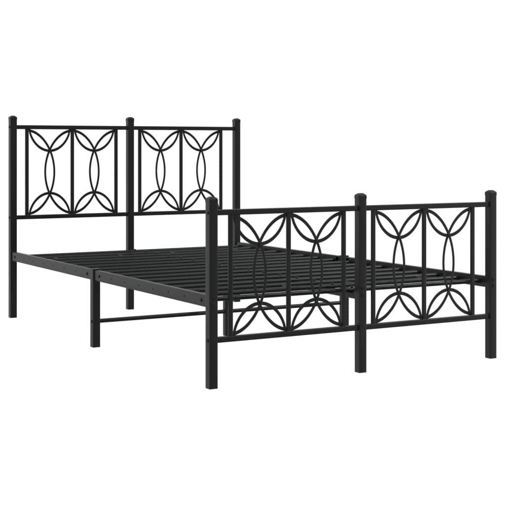 Metalni okvir kreveta uzglavlje i podnožje crni 120x190 cm