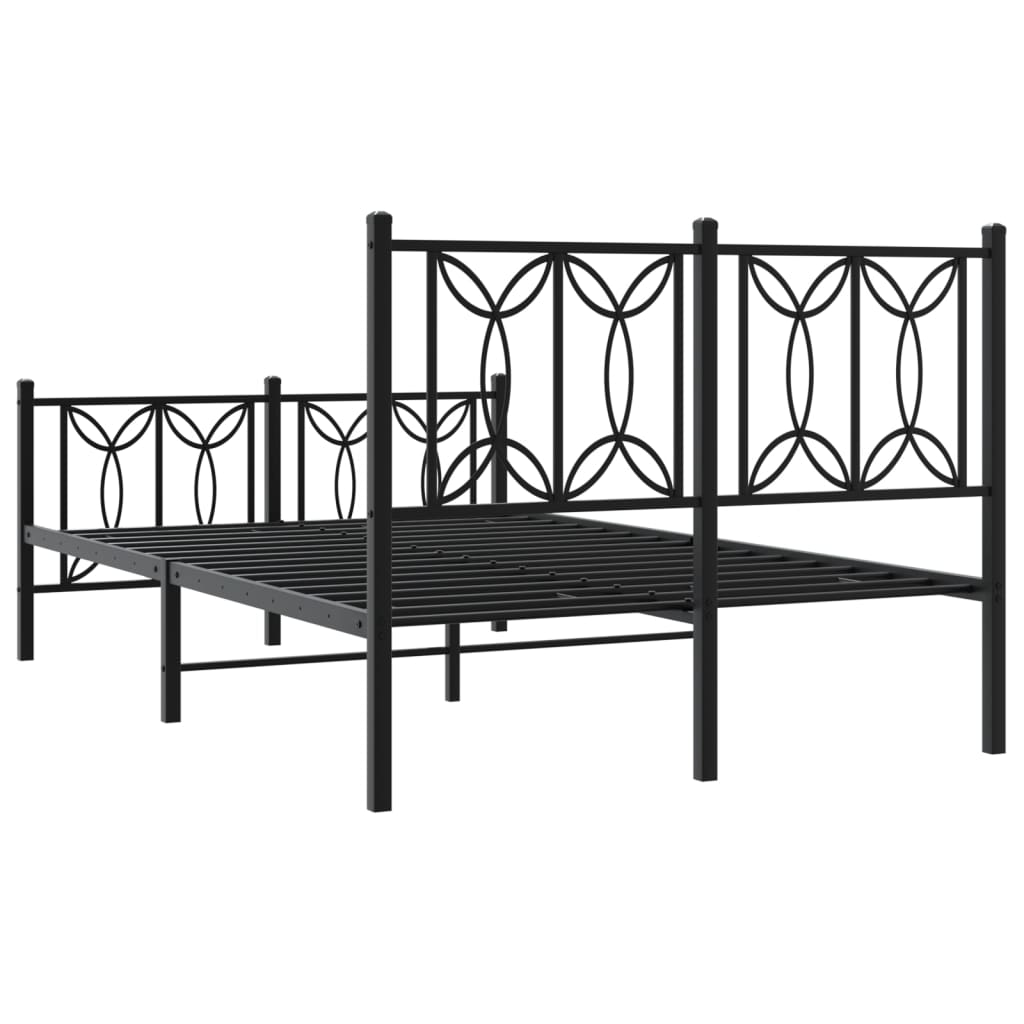 Metalni okvir kreveta uzglavlje i podnožje crni 120x190 cm